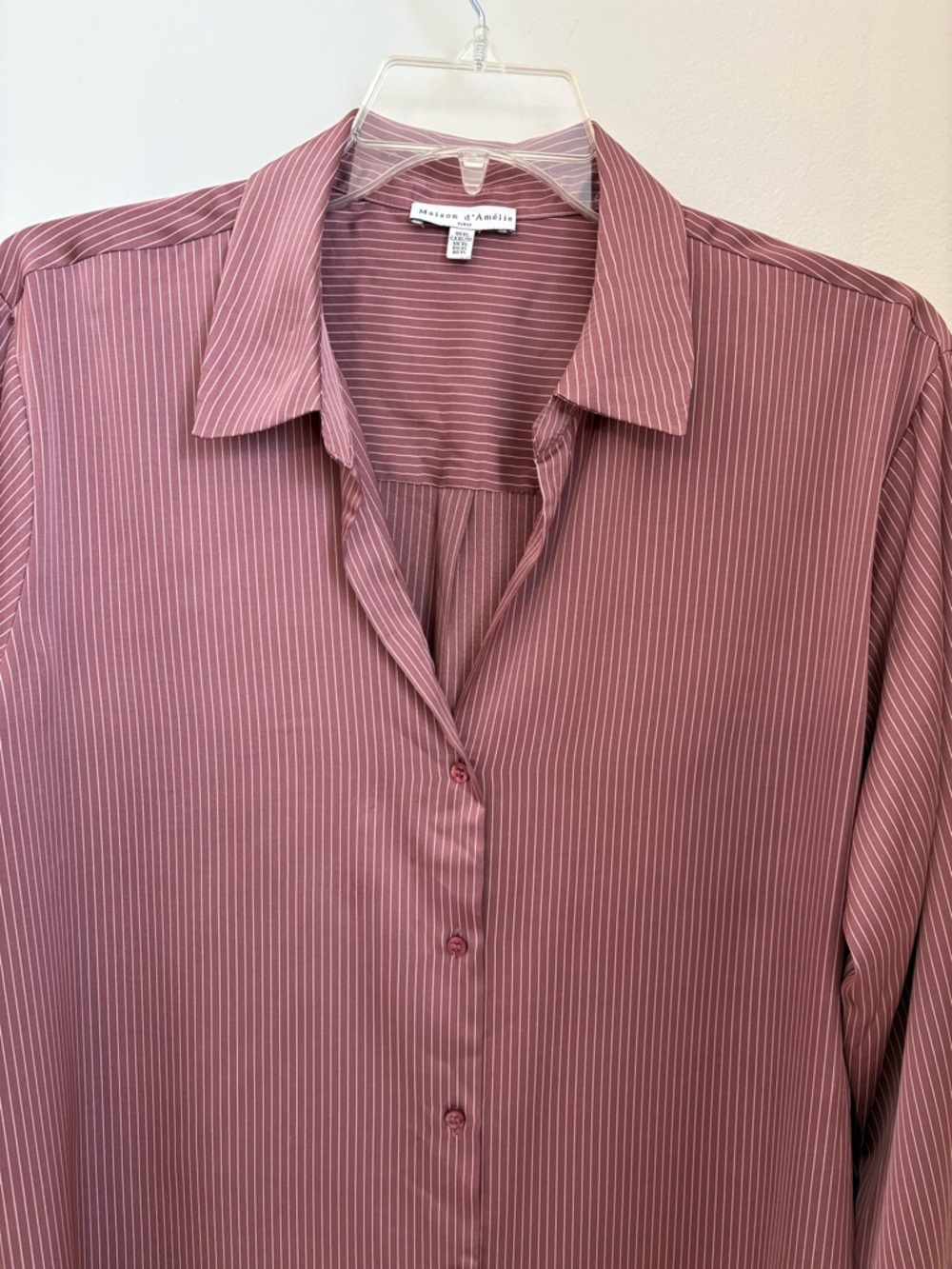 Maison d’Amélie Mauve-Striped Button Front Blouse Sz:XL - Picture 4 of 6